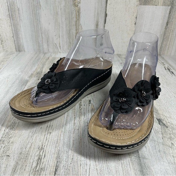 Extreme Comfort Low Wedge Floral Sandal #704 - Picture 1 of 10